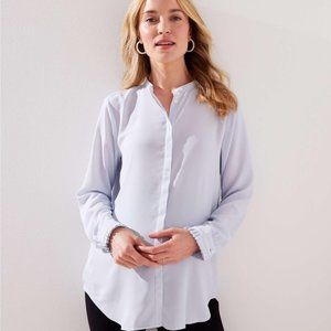 LOFT Pearlized Pleated Cuff Utility Blouse - XL